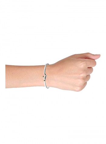 925 Sterling Silver Hook And Eye Catch Bangle Bracelet