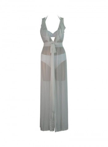 Ruffle Trim Design Cover Up رمادي