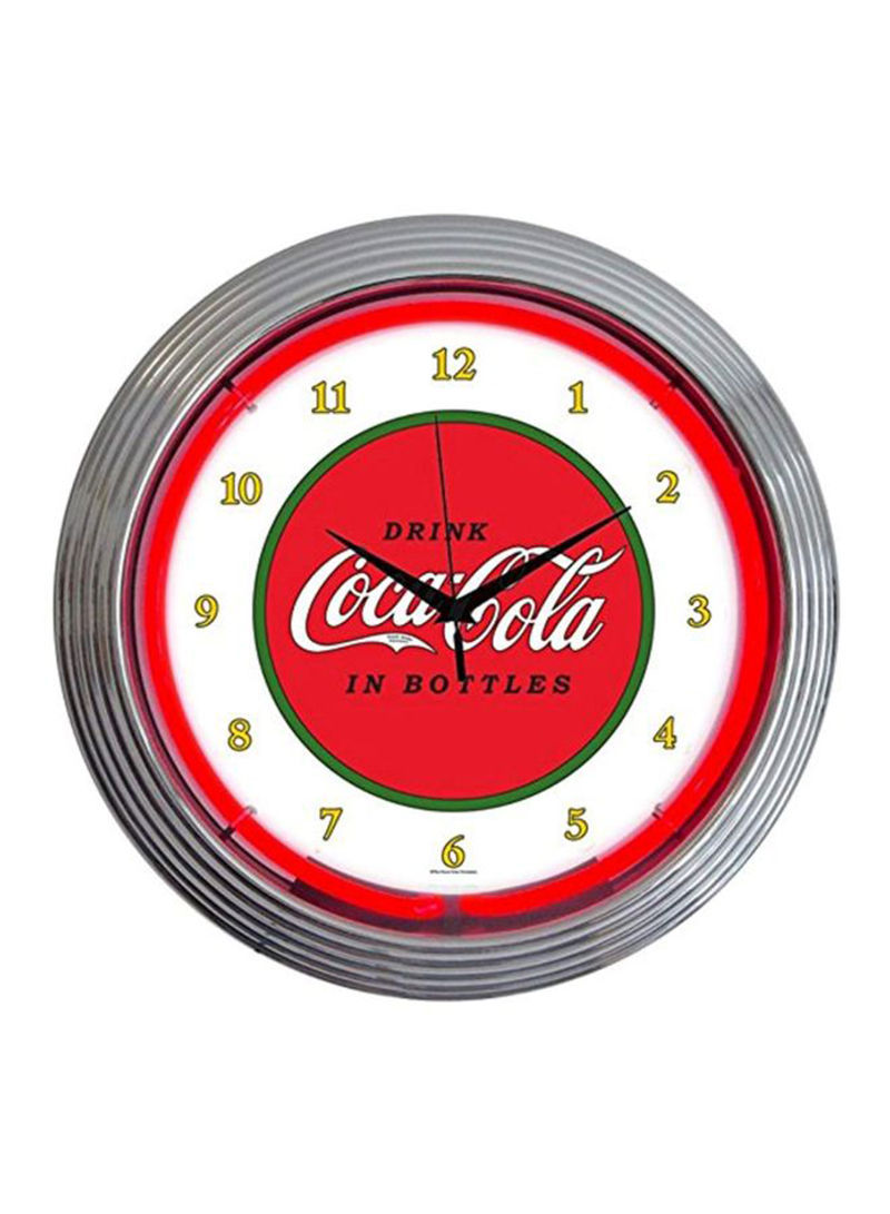 Coca Cola 1910 Classic Neon Wall Clock Grey/Red/White 15inch
