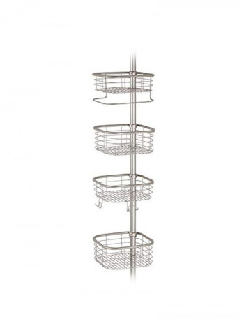Four Tier Tension Pole Caddy Silver 9x9x9.5inch