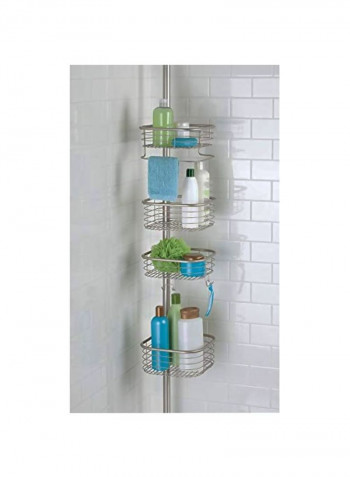 Four Tier Tension Pole Caddy Silver 9x9x9.5inch