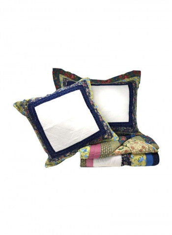 3-Piece Patchwork Floral Printed Quilt Set Bright Vibrant Twin