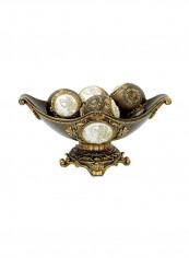 Grecian Decorative Fruit Bowl Brown/Gold 16.25x8x8inch