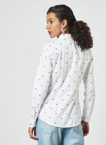 Embroidered Logo Shirt White