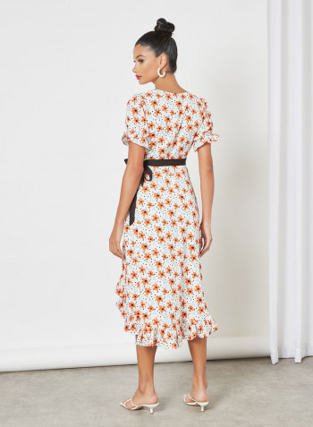 Floral Print Wrap Dress Multicolour