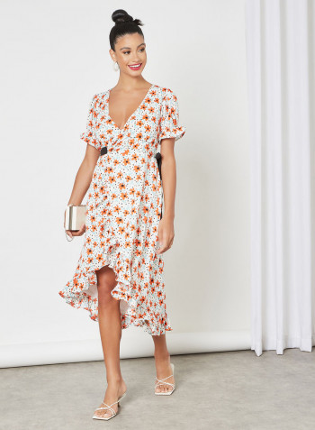 Floral Print Wrap Dress Multicolour