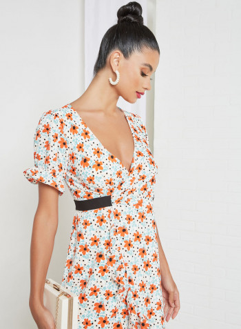 Floral Print Wrap Dress Multicolour