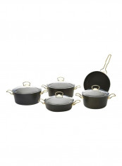 9-Piece Titanium Non-Stick Coated Cookware Set Black/Gold
