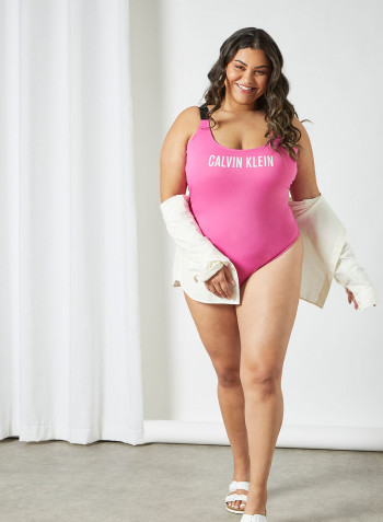 Plus Size Sleeveless Swimsuit Pink