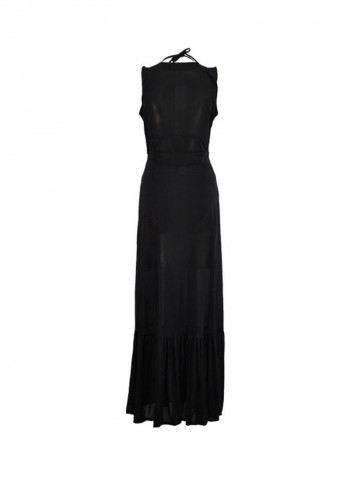 Ruffle Trim Design Cover Up أسود