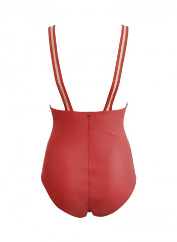 Solid Swimsuit Red/Beige