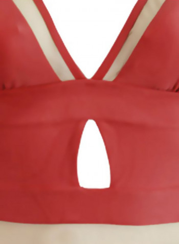 Solid Swimsuit Red/Beige