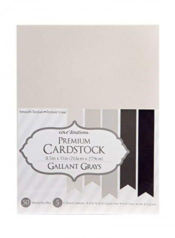 50-Piece Gallant Grays Core'dinations Value Pack Cardstock