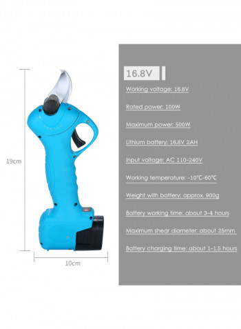 Professional Cordless Electric Pruning Shears Kit Blue 30centimeter