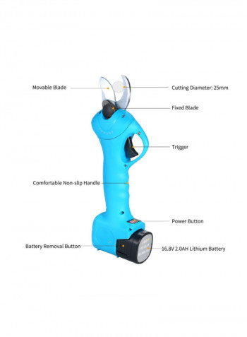 Professional Cordless Electric Pruning Shears Kit Blue 30centimeter