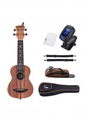 Acoustic Wooden Soprano Ukulele Set