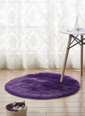 Solid Design Round Plush Doormat Purple 150centimeter