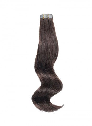 20-Piece Medium Wavy Human Hair Extension Darkest Brown 18inch