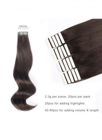 20-Piece Medium Wavy Human Hair Extension Darkest Brown 18inch