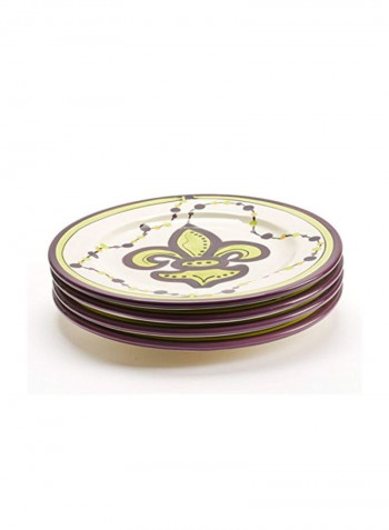 4-Piece Wittmann Collection Ceramic Plate Set White/Purple/Yellow 10.5inch