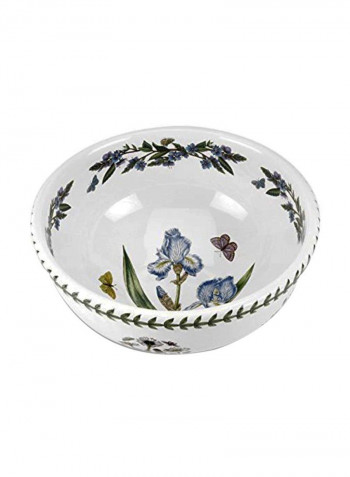 Stoneware Salad Bowl White/Green/Purple 9inch