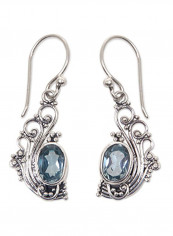 925 Sterling Silver Topaz Peacock'S Feather Earrings