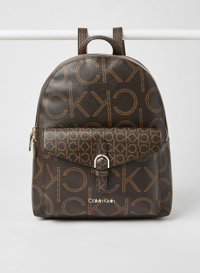 Round Logo Backpack Brown