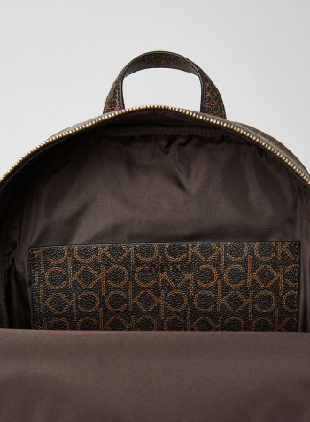 Round Logo Backpack Brown