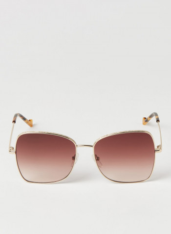 Women's Full Rim Metal Modified Rectangle Sunglasses - Lens Size: 56 mm