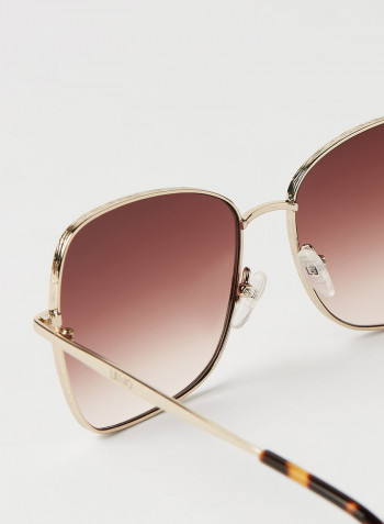 Women's Full Rim Metal Modified Rectangle Sunglasses - Lens Size: 56 mm