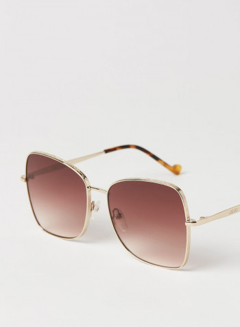 Women's Full Rim Metal Modified Rectangle Sunglasses - Lens Size: 56 mm