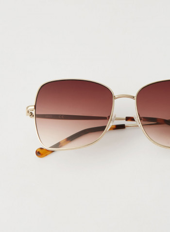 Women's Full Rim Metal Modified Rectangle Sunglasses - Lens Size: 56 mm