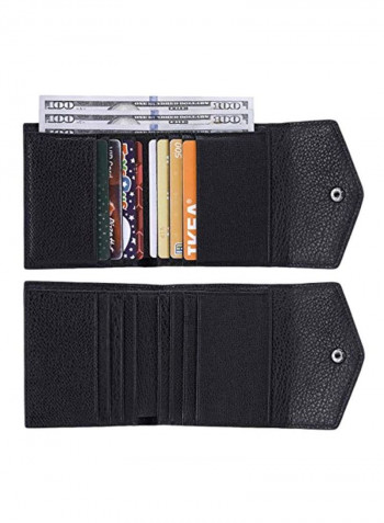 Leather RFID Blocking Wallet Taiga Black/Khaki