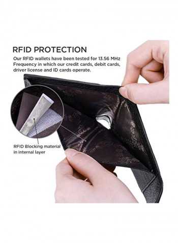 Leather RFID Blocking Wallet Taiga Black/Khaki