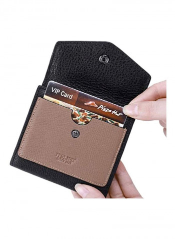 Leather RFID Blocking Wallet Taiga Black/Khaki