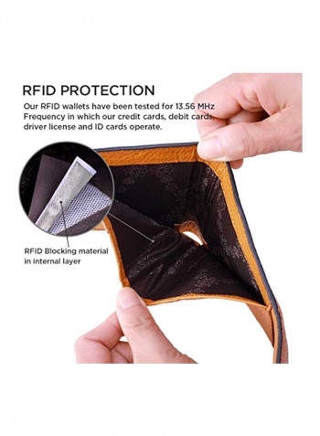 Leather RFID Protective Wallet Natural Light Brown/Black