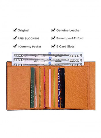 Leather RFID Protective Wallet Natural Light Brown/Black