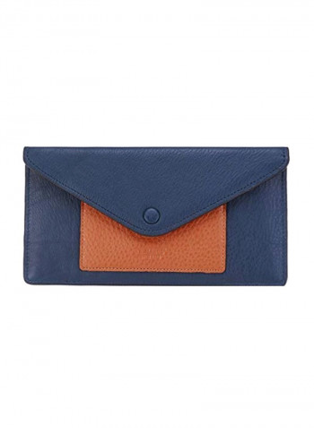 Leather Wallet With ID Card Holder And Phone Pocket Blue