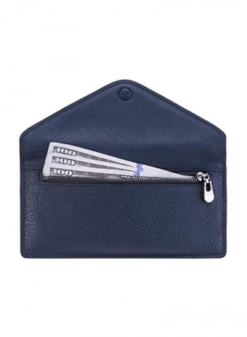 Leather Wallet With ID Card Holder And Phone Pocket Blue