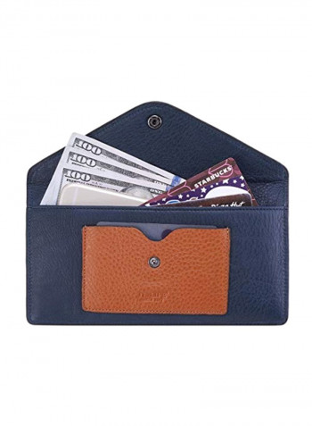 Leather Wallet With ID Card Holder And Phone Pocket Blue