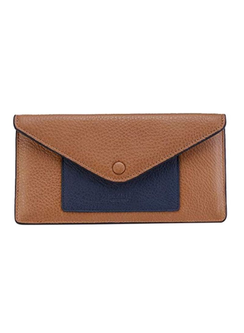RFID Blocking Leather Wallet Natural Light Brown/Blue