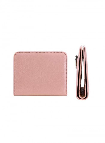 Bifold Leather Wallet Natural Light Pink