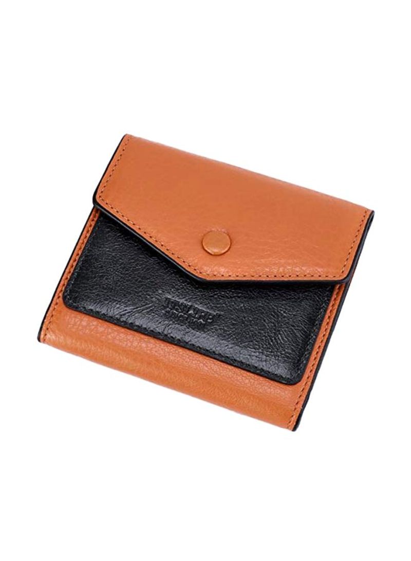 Leather Bifold Wallet Orange/Black