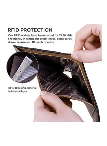محفظة جلد بتقنية RFID أسود/بني