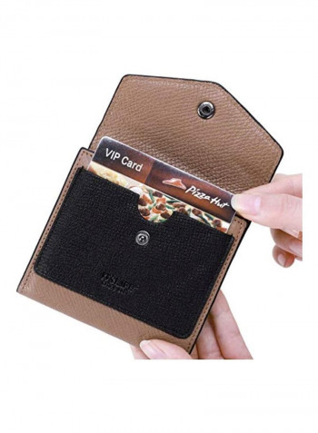 محفظة جلد بتقنية RFID أسود/بني