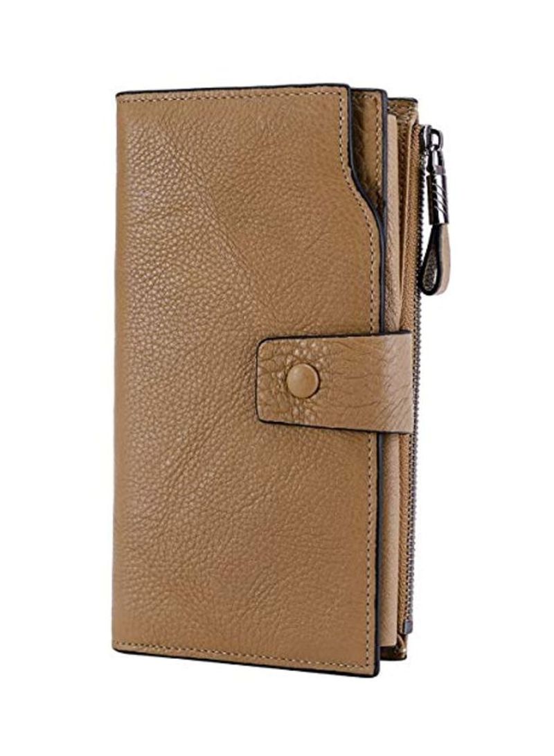 Leather Wallet With RFID Blocking Credit Card Holder Natural Apricot