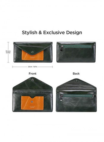 محفظة جلد حاملة لبطاقات الائتمان بتقنية RFID Blocking Waxed Green/Yellow