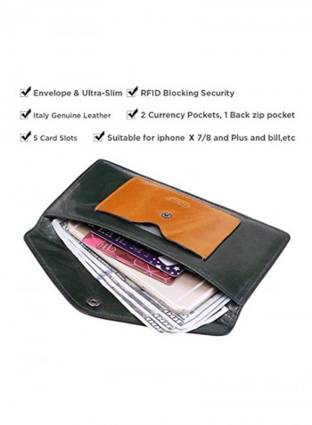 محفظة جلد حاملة لبطاقات الائتمان بتقنية RFID Blocking Waxed Green/Yellow