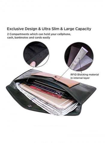 محفظة جلد حاملة لبطاقات الائتمان بتقنية RFID Blocking Waxed Green/Yellow