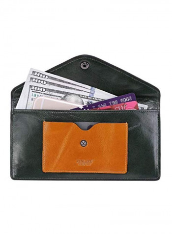 محفظة جلد حاملة لبطاقات الائتمان بتقنية RFID Blocking Waxed Green/Yellow